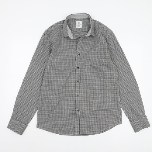 Luis Maldino Men's Black Check Slim Fit Shirt XL