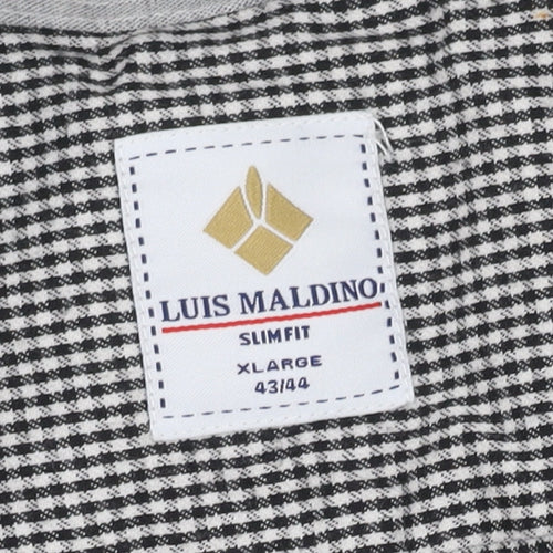 Luis Maldino Men's Black Check Slim Fit Shirt XL
