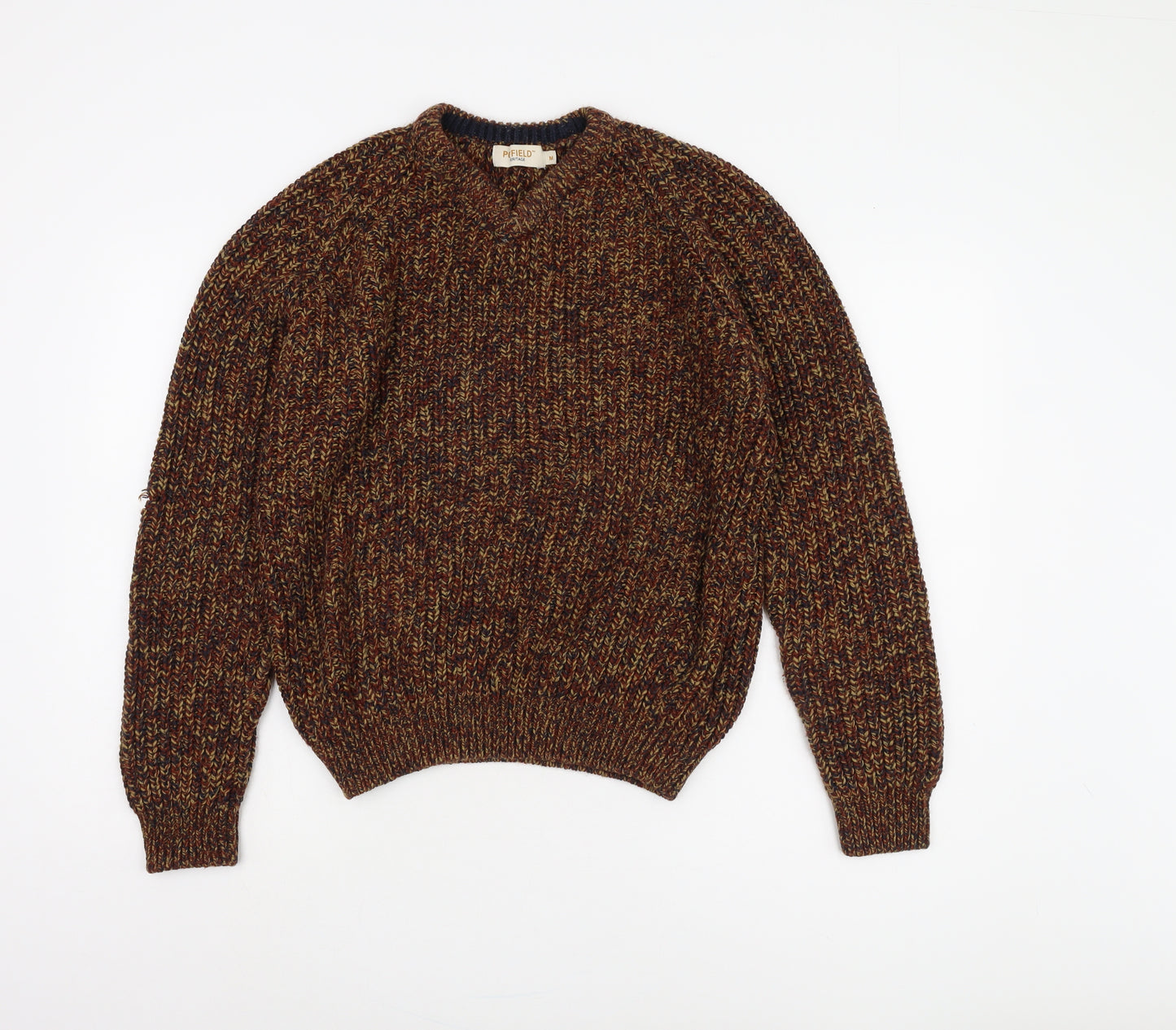 PG FIELD Men's Multicoloured Medium Chunky-Knit Pullover