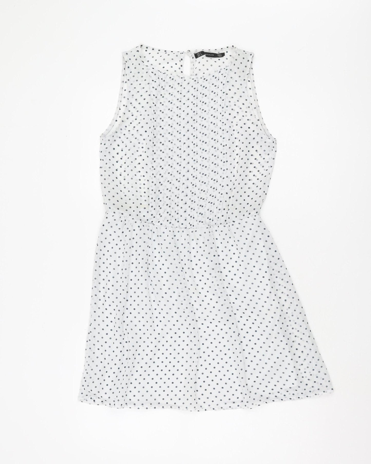 Zara Women's White Polka Dot Sleeveless Dress