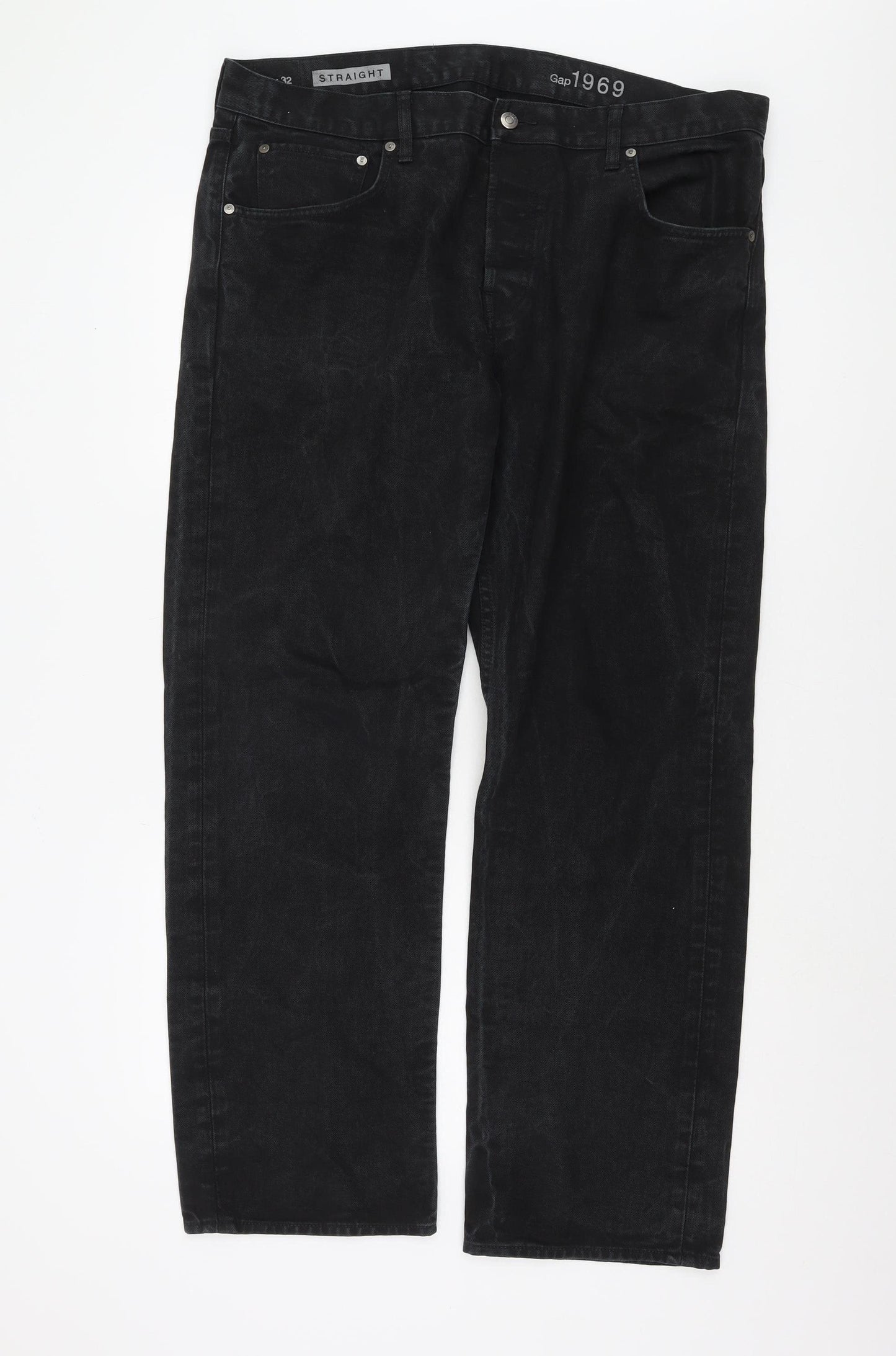Gap Men's Black Straight Jeans, Size 38X32, Regular Fit