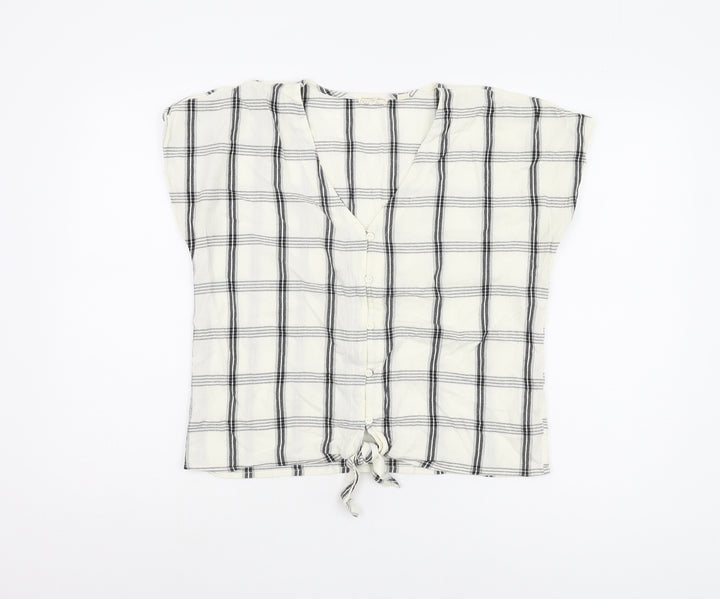 Fat Face Women's White Check Blouse - Size 12