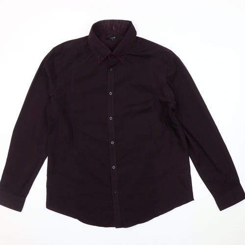 Thomas Nash Men's Purple Striped Long Sleeve Shirt L