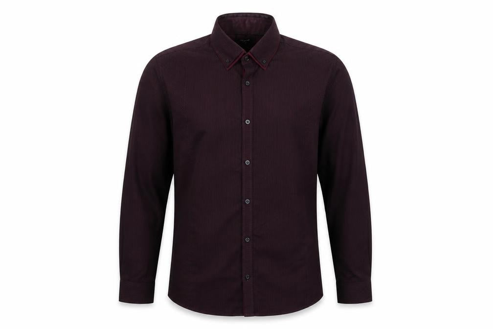 Front view of Thomas Nash Men's Purple Striped Long Sleeve Shirt L