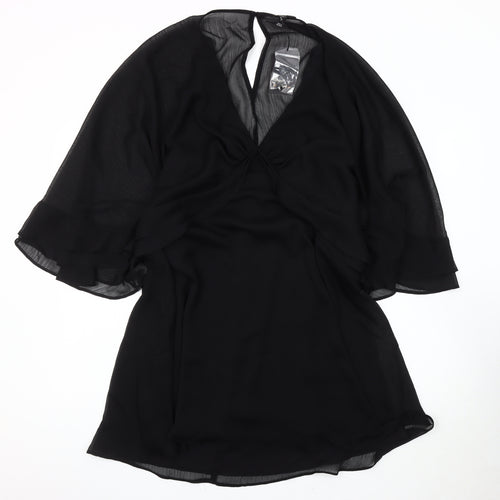River Island Women Black Chiffon Dress Size 14
