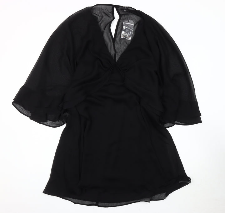 River Island Women Black Chiffon Dress Size 14