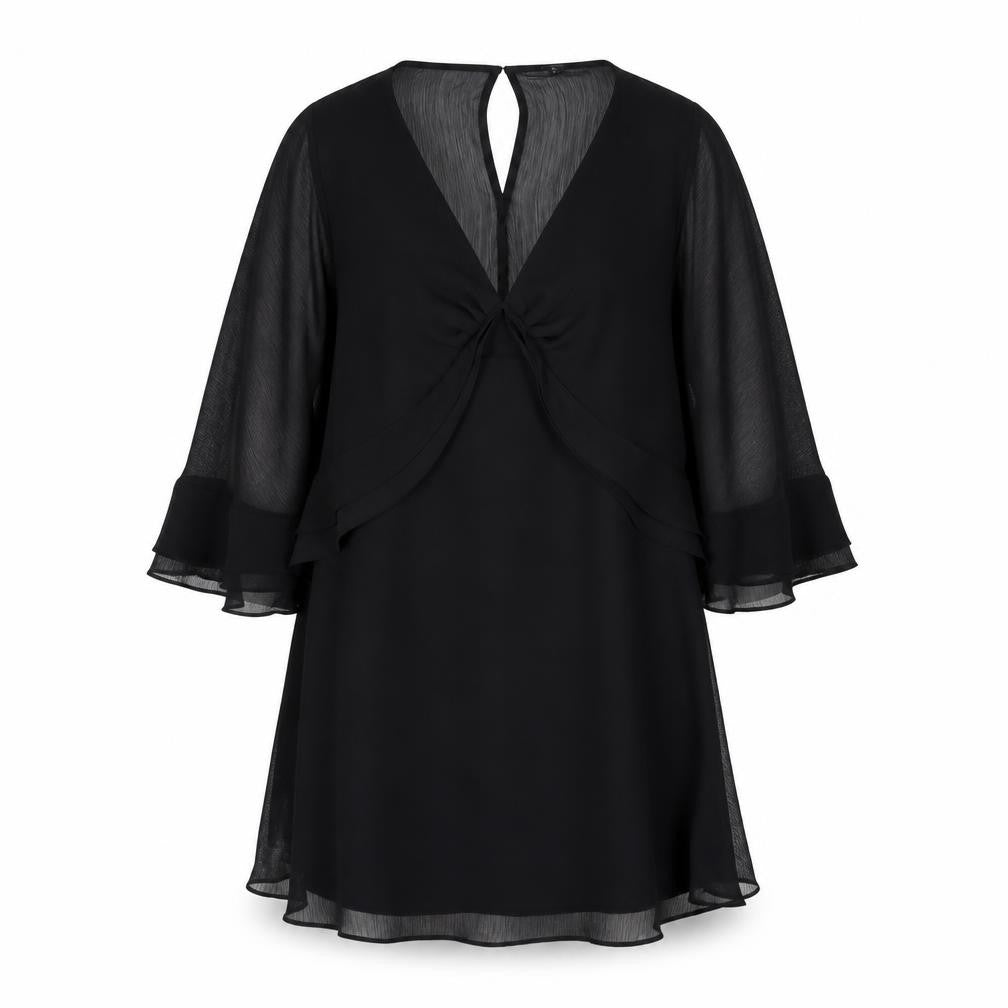 Front view of River Island Women Black Chiffon Dress, size 14