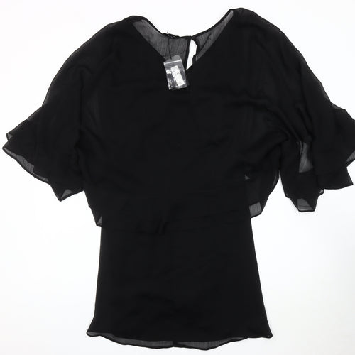 River Island Women Black Chiffon Dress Size 14