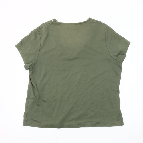 Dash Women's Green V-Neck T-Shirt, Size 20, Embroidered