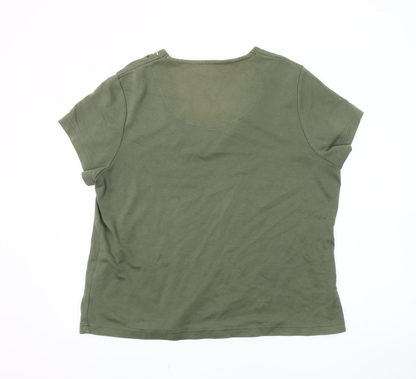 Dash Women's Green V-Neck T-Shirt, Size 20, Embroidered