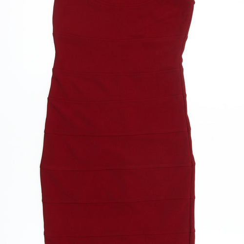 Boohoo Women's Red Bodycon Dress Size 6 Party Cocktail