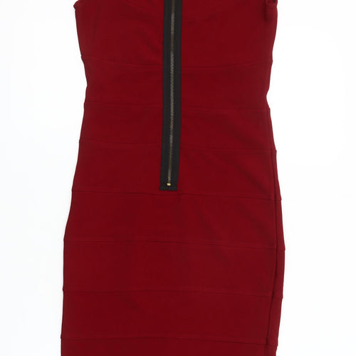 Boohoo Women's Red Bodycon Dress Size 6 Party Cocktail