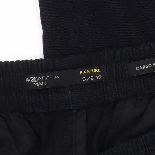 PAZ Italia Men's Black Slim Cargo Trousers, Size 48