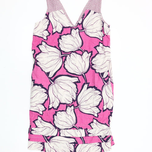 Next Women’s Pink Floral Linen Shift Dress Size 10