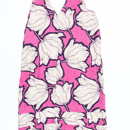 Next Women’s Pink Floral Linen Shift Dress Size 10
