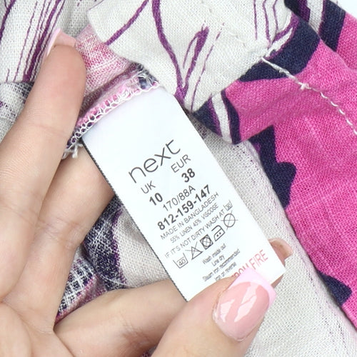 Next Women’s Pink Floral Linen Shift Dress Size 10