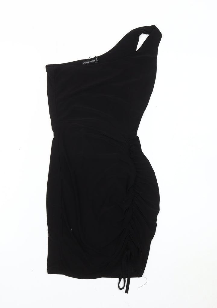 I Saw It First Women Black Knee Length One Shoulder Dress