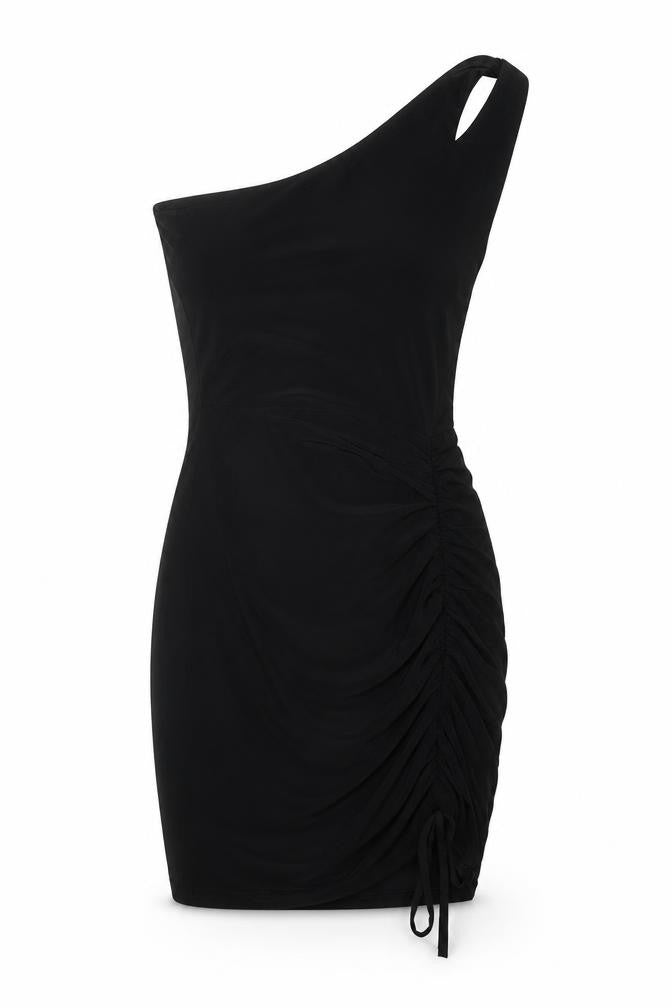 I Saw It First Women Black Knee Length One Shoulder Dress