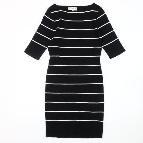 Voulez Vous Women's Black Striped Sheath Dress S