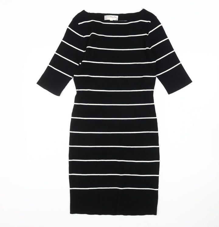 Voulez Vous Women's Black Striped Sheath Dress S