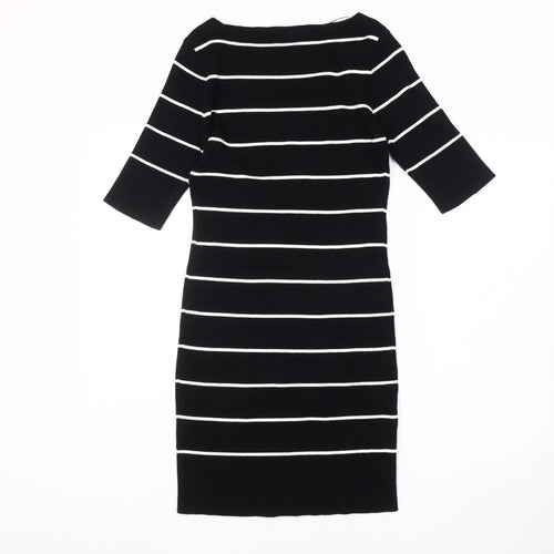 Voulez Vous Women's Black Striped Sheath Dress S