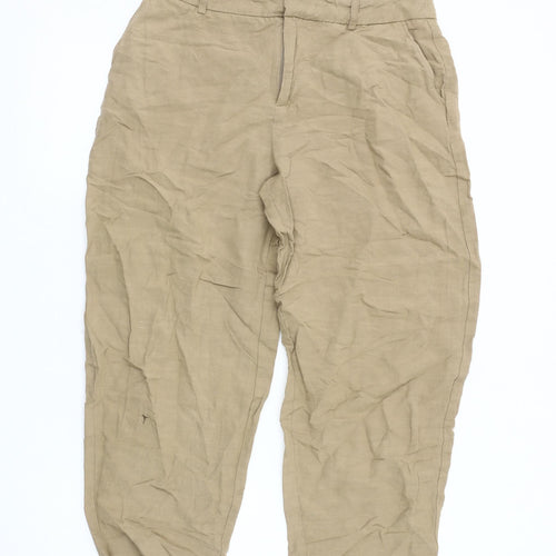 Zara Women's Beige Cropped Trousers - Size M