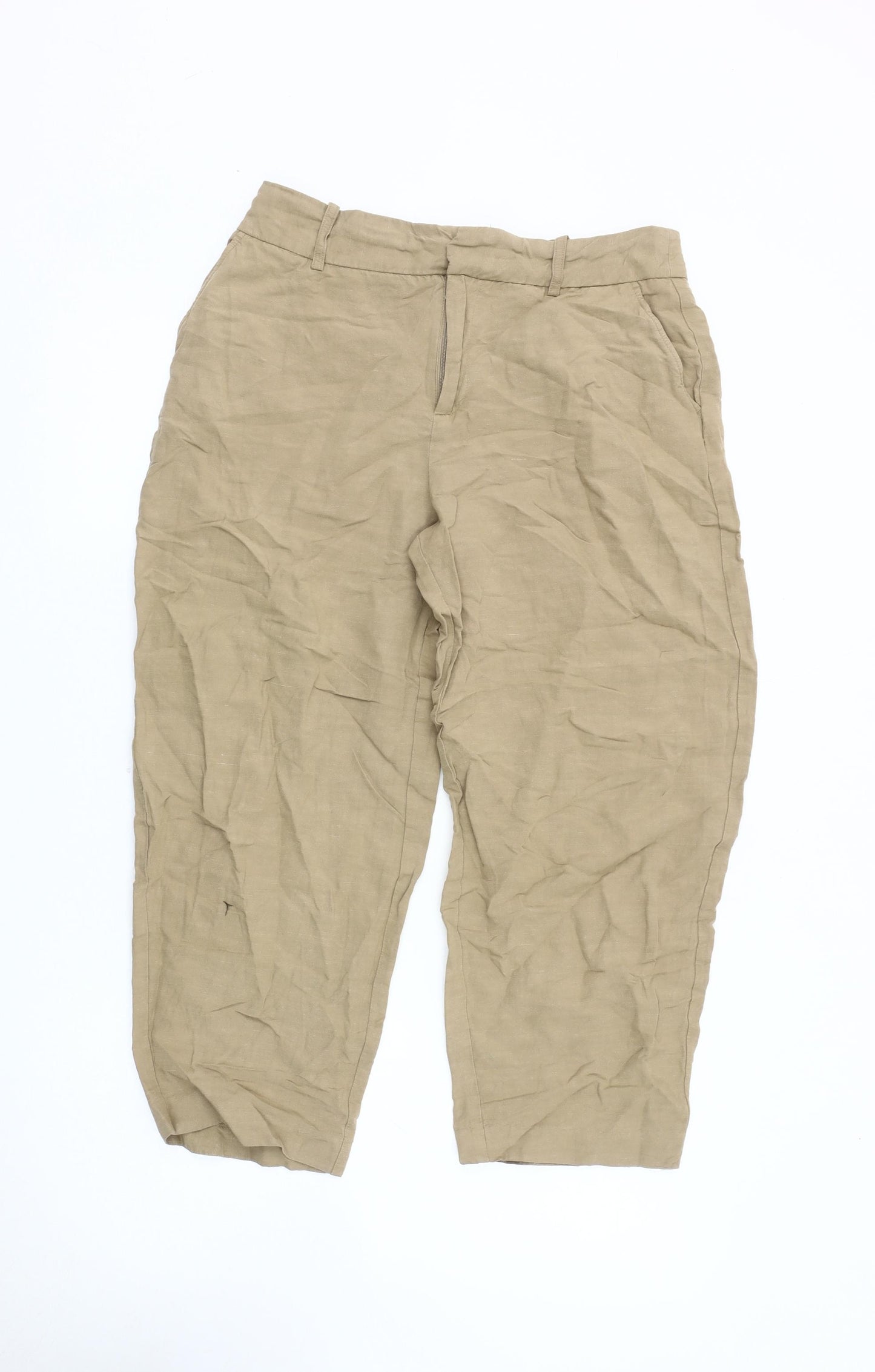Zara Women's Beige Cropped Trousers - Size M