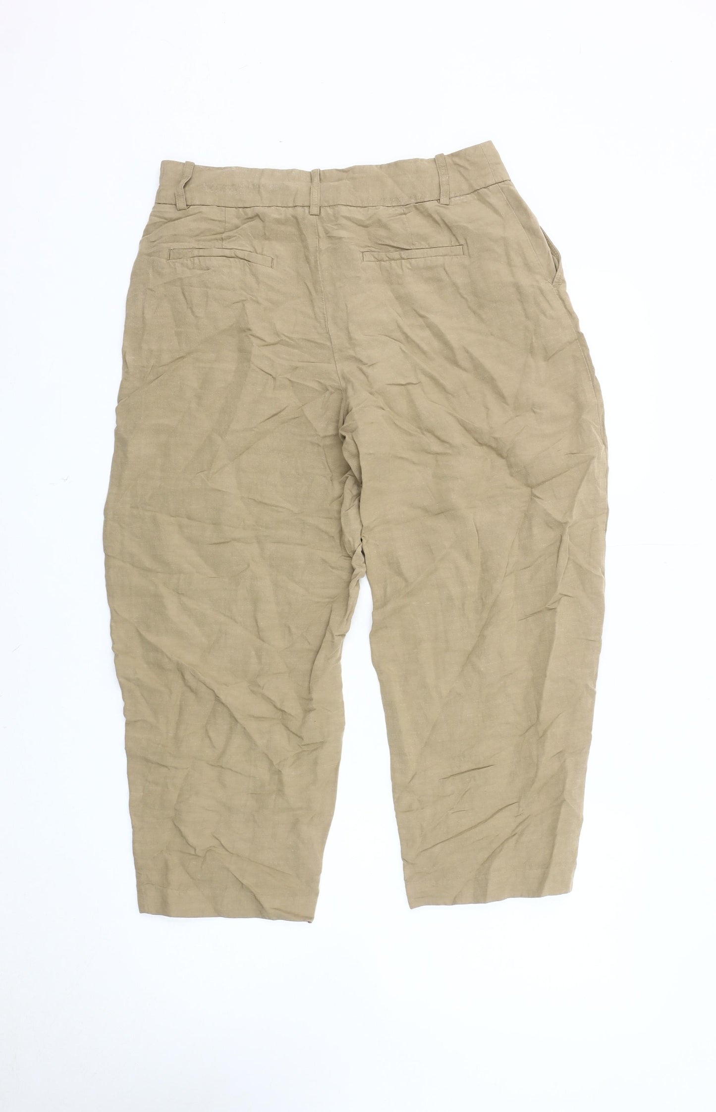 Zara Women's Beige Cropped Trousers - Size M