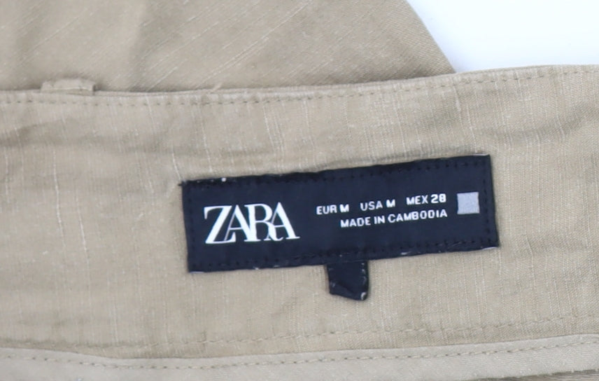 Zara Women's Beige Cropped Trousers - Size M