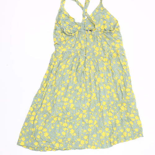 Next Women's Green Floral Halter Dress, Size 6