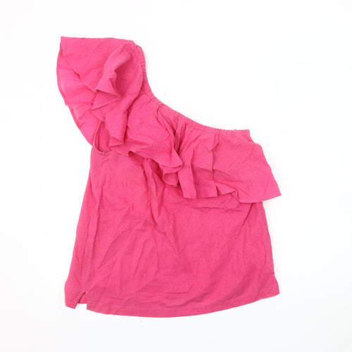 Warehouse Women's Pink One-Shoulder Blouse Size 12
