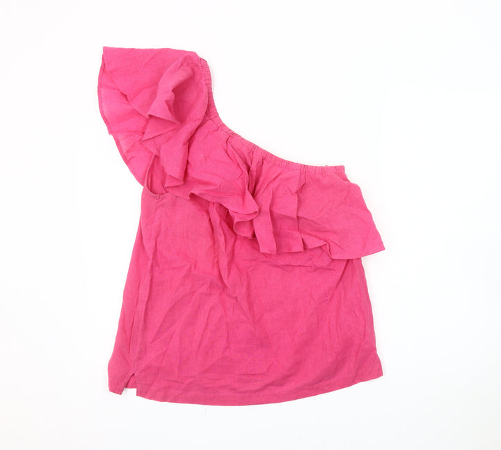Warehouse Women's Pink One-Shoulder Blouse Size 12