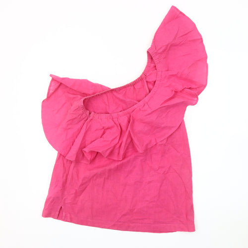 Warehouse Women's Pink One-Shoulder Blouse Size 12