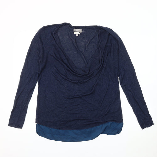 Ghost Women's Blue Linen Cowl Neck Pullover Jumper L
