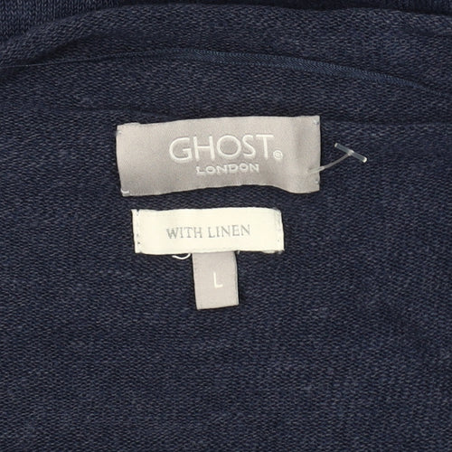 Ghost Women's Blue Linen Cowl Neck Pullover Jumper L