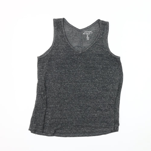 Gap Women's Grey V-Neck Linen Blend Tank Top - M