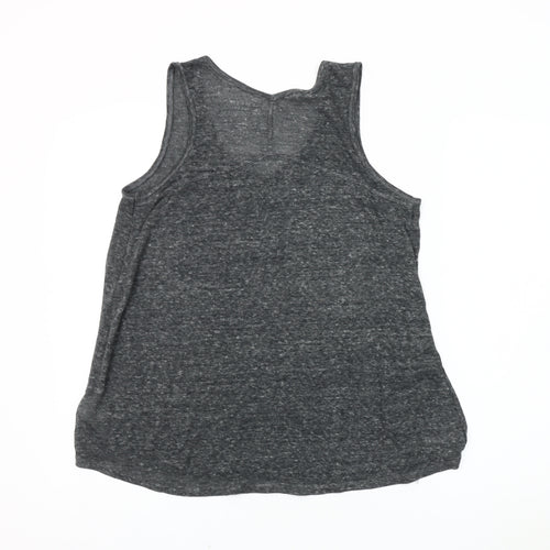 Gap Women's Grey V-Neck Linen Blend Tank Top - M