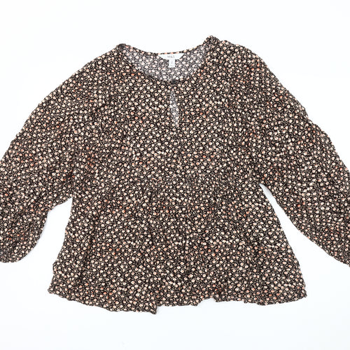 Marks and Spencer Womens Black Floral Blouse Size 16