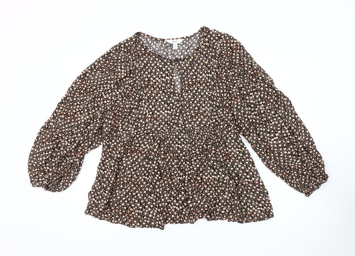 Marks and Spencer Womens Black Floral Blouse Size 16