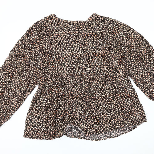 Marks and Spencer Womens Black Floral Blouse Size 16