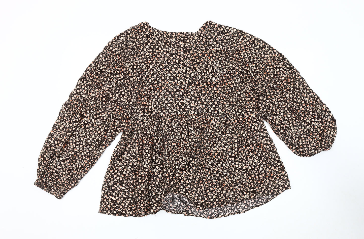Marks and Spencer Womens Black Floral Blouse Size 16