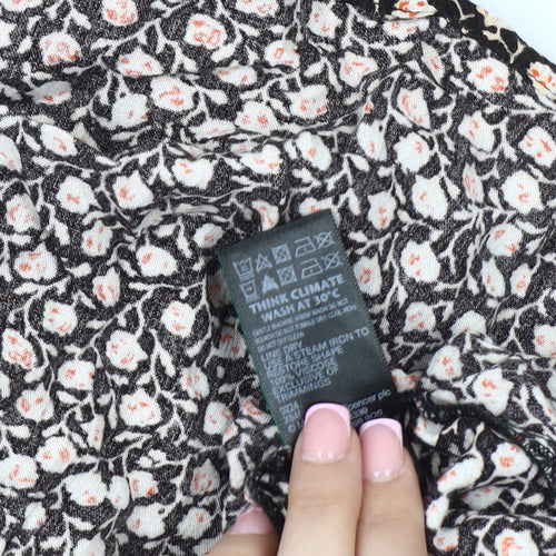 Marks and Spencer Womens Black Floral Blouse Size 16