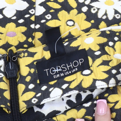 Topshop Women's Floral Multicoloured Pencil Skirt 8