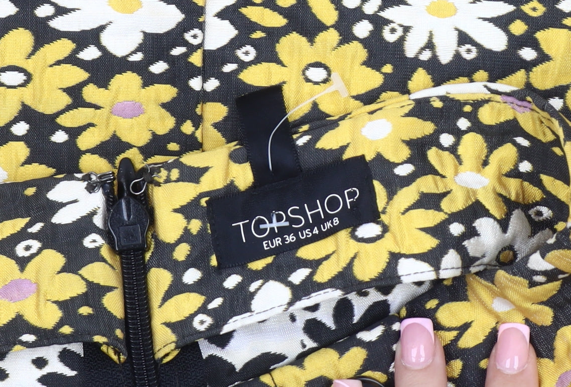 Topshop Women's Floral Multicoloured Pencil Skirt 8