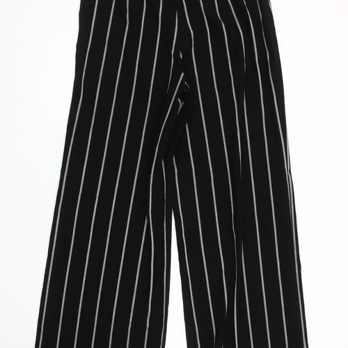 Very Women's Black Striped Wide-Leg Trousers Size 16