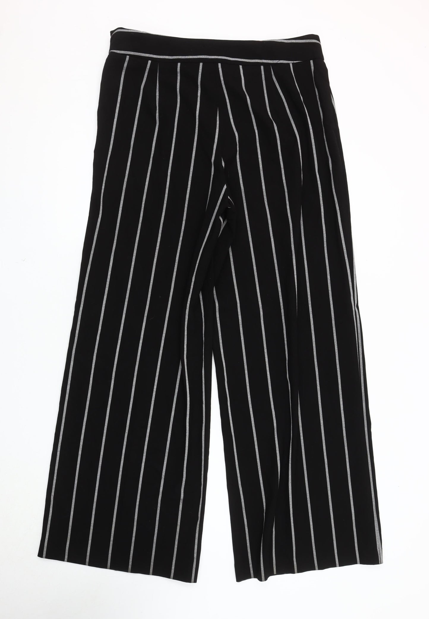Very Women's Black Striped Wide-Leg Trousers Size 16