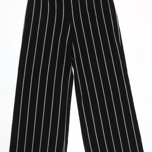 Very Women's Black Striped Wide-Leg Trousers Size 16