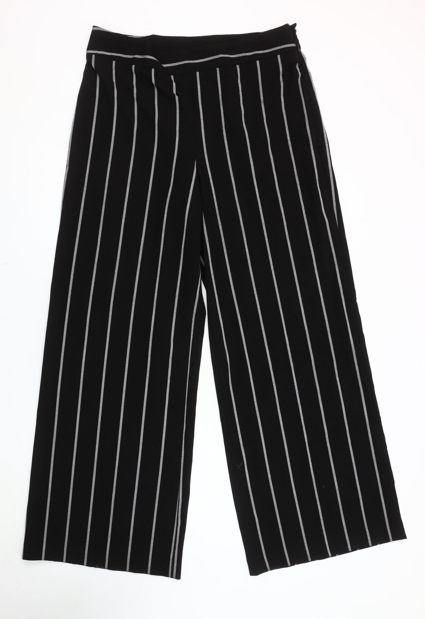 Very Women's Black Striped Wide-Leg Trousers Size 16