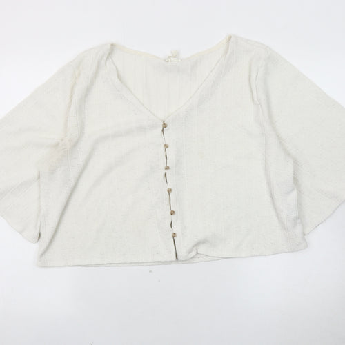 H&M Women's White V-Neck Cardigan XL