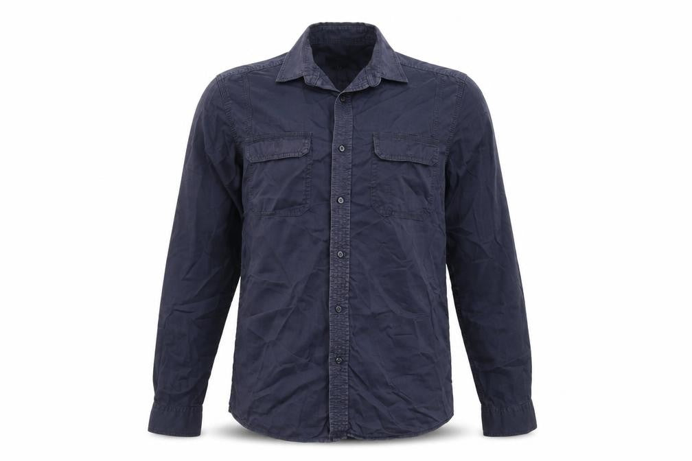 Front view of ASOS Men's Blue Button-Up Shirt Long Sleeve, size S